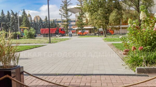 В Брянске ремонт площади перед зданием Цирка завершат ко Дню города