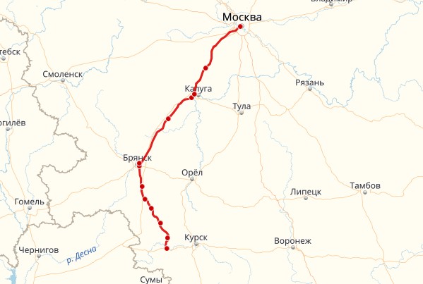 Москва брянск расстояние в км на автомобиле