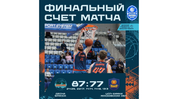 Баскетбольная команда «Десна» из Брянска одержала  2-ю победу над «ЦСП-Химки»