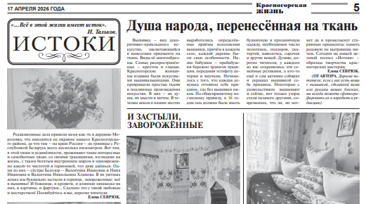 Проект брянской газеты «Красногорская жизнь» «Истоки»